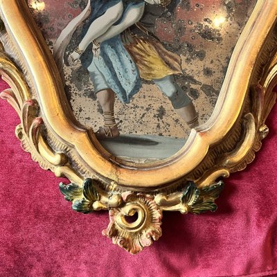 Rare painted mirror, Venice, 18th century