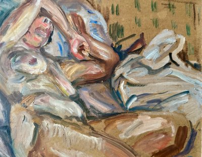 Femme endormie par Henri Duringer, peintre breton .