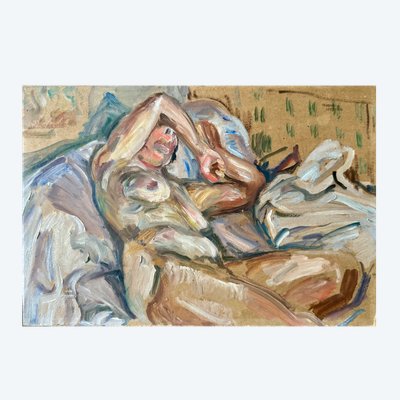Femme endormie par Henri Duringer, peintre breton .