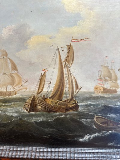 Marine painting signed W. Vitringa - Dutch school from the early 18th century