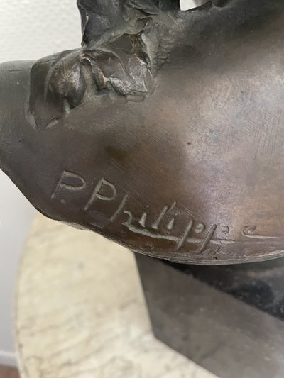 Épreuve en bronze représentant le jeune Bacchus signé P. Philippe 