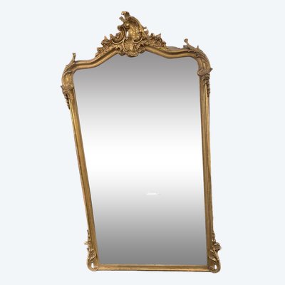 Miroir d’époque Napoléon III en bois doré de style Louis XV 