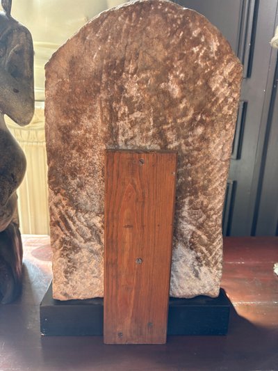 Fragment of carved sandstone stele – Uma-Maheshvara divine couple, medieval India, 12th century