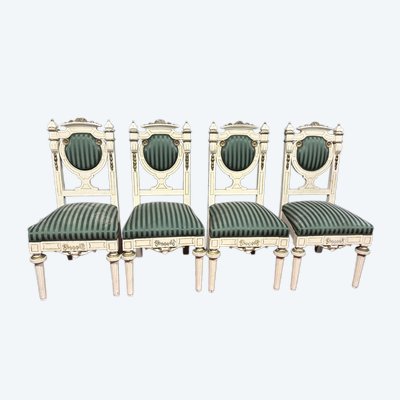 Ensemble ancien de chaises laquées et dorées