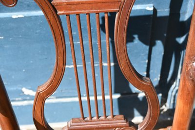 Georges Jacob, late 18th century mahogany lyre armchair