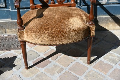 Georges Jacob, late 18th century mahogany lyre armchair