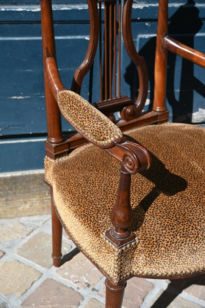Georges Jacob, late 18th century mahogany lyre armchair