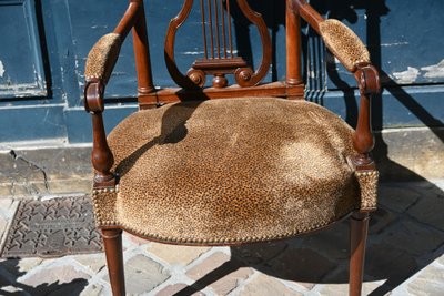 Georges Jacob, late 18th century mahogany lyre armchair