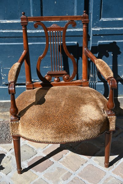 Georges Jacob, late 18th century mahogany lyre armchair
