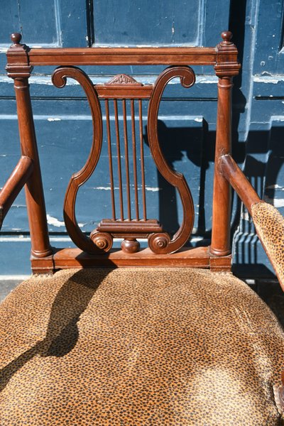 Georges Jacob, late 18th century mahogany lyre armchair