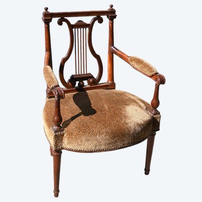 Georges Jacob, late 18th century mahogany lyre armchair