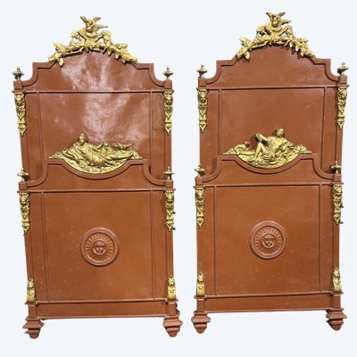 Paire de lits anciens en fer du XIXe siècle