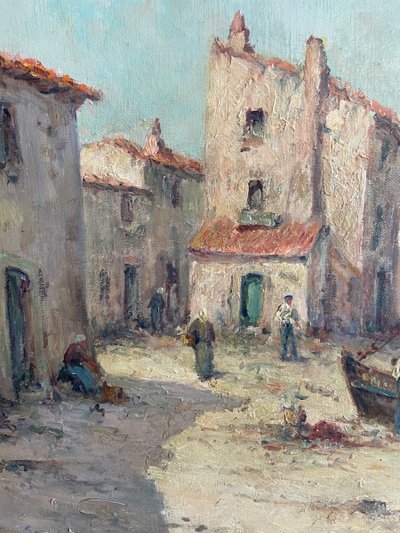 Oil on canvas depicting a lively Provençal landscape signed Malfroy