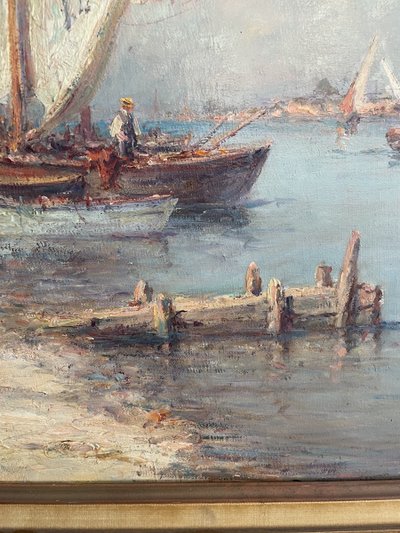 Oil on canvas depicting a lively Provençal landscape signed Malfroy