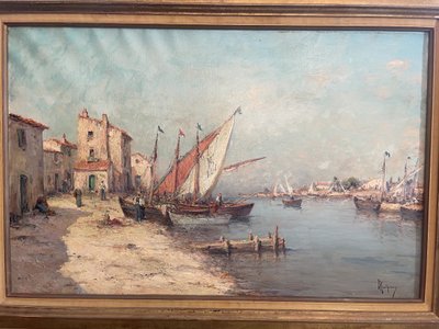 Oil on canvas depicting a lively Provençal landscape signed Malfroy