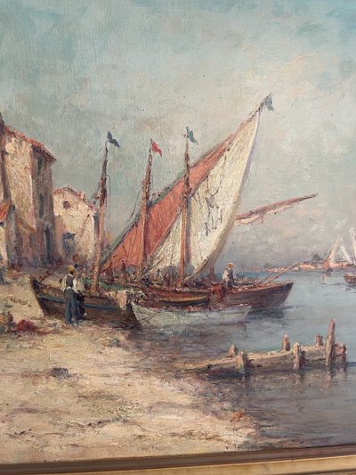 Oil on canvas depicting a lively Provençal landscape signed Malfroy