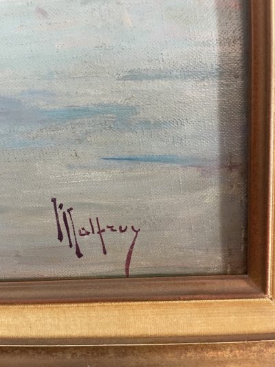 Oil on canvas depicting a lively Provençal landscape signed Malfroy