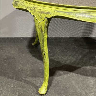 Table basse shabby chic en bois et rotin