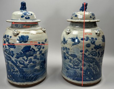 Pair of covered pots, ancient Chinese ceramics