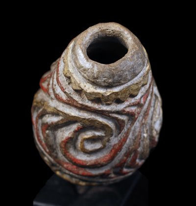 Flûte cérémonielle en terre cuite, instrument traditionnel, art océanien, art tribal, Océanie, 15 cm
