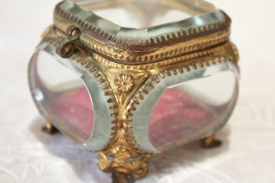 Napoleon III brass and beveled glass jewelry box, late 19th century
