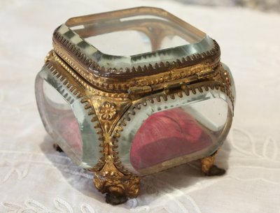 Napoleon III brass and beveled glass jewelry box, late 19th century