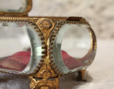 Napoleon III brass and beveled glass jewelry box, late 19th century