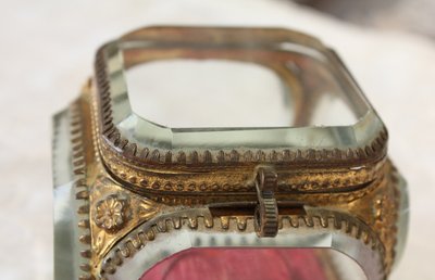 Napoleon III brass and beveled glass jewelry box, late 19th century
