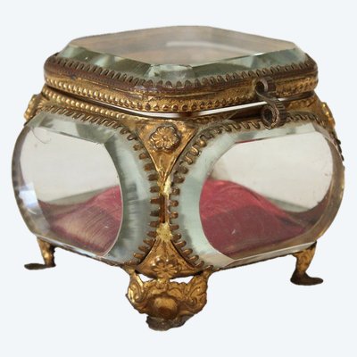 Napoleon III brass and beveled glass jewelry box, late 19th century