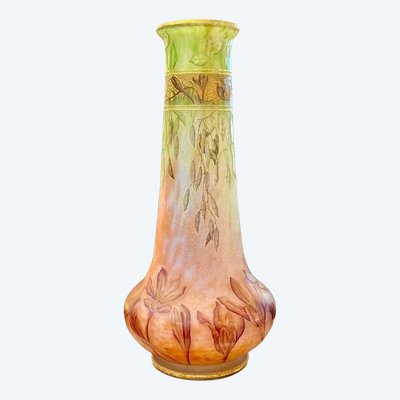 Daum Art Nouveau Vase "Crocus and Bees"
