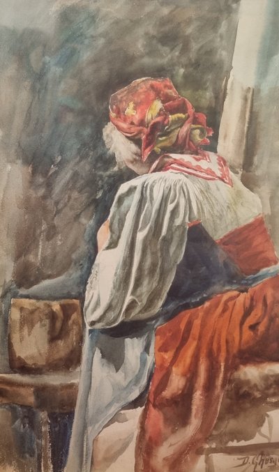 Désiré Auguste GHESQUIER - Portrait d'une Italienne de dos