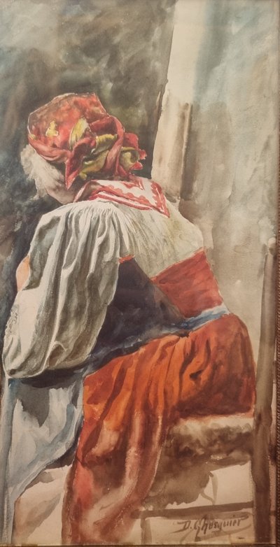 Désiré Auguste GHESQUIER - Portrait d'une Italienne de dos