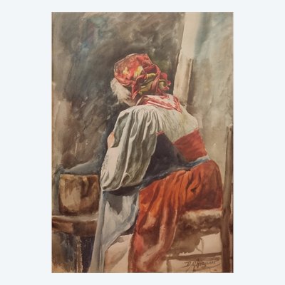 Désiré Auguste GHESQUIER - Portrait d'une Italienne de dos
