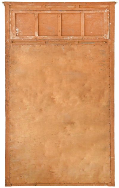 Painted wooden trumeau topped with an oil on panel with cherubs