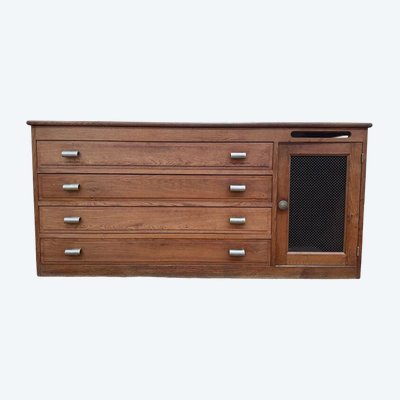 Postboten-Handelsmöbel in einem Sideboard und einer Kommode aus massiver Eiche, 1950