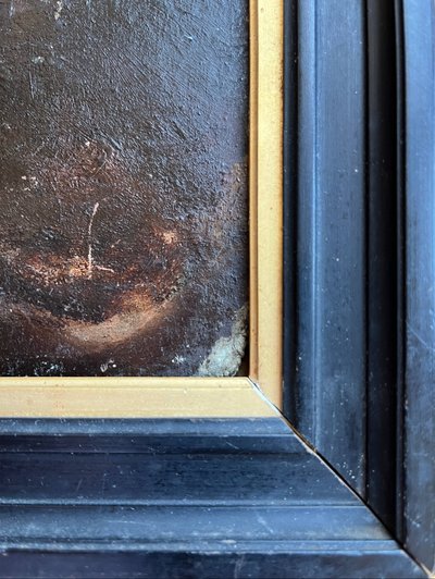 HSP Gemälde "Romantisches Portrait" junger Mann zweiseitig 19. Jahrhundert