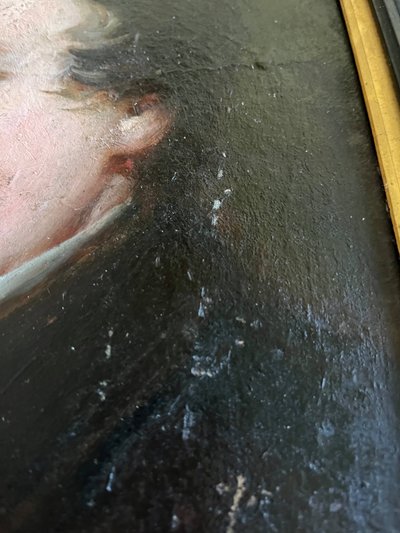 HSP Gemälde "Romantisches Portrait" junger Mann zweiseitig 19. Jahrhundert