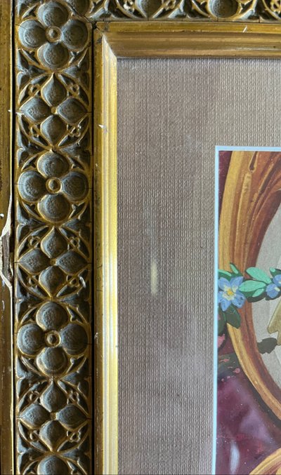 HSP painting "study of flowers - roses" Art Nouveau architectural project + frame