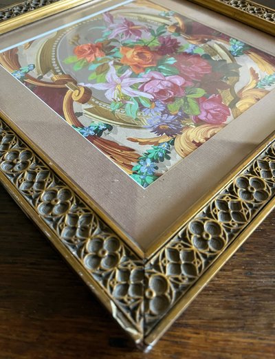 HSP painting "study of flowers - roses" Art Nouveau architectural project + frame