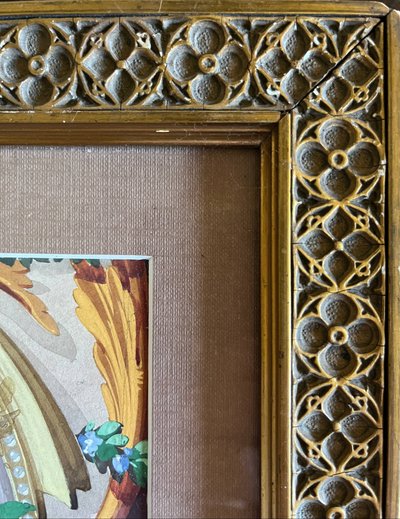 HSP painting "study of flowers - roses" Art Nouveau architectural project + frame