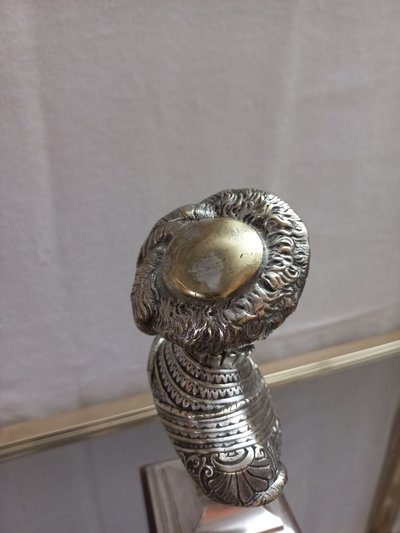Busto del XIX secolo in bronzo argentato e marmo rosso
