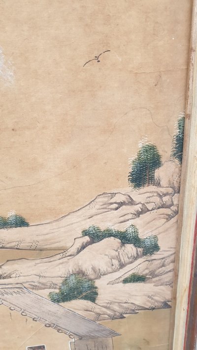 Tapete einer lebendigen chinesischen Landschaft, 19. Jahrhundert