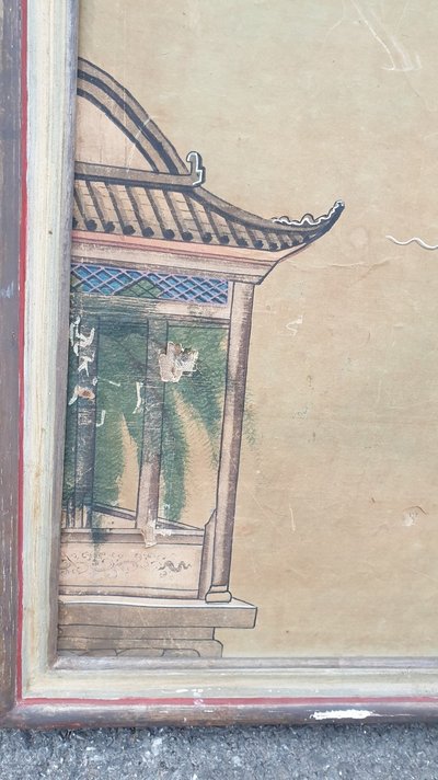 Tapete einer lebendigen chinesischen Landschaft, 19. Jahrhundert
