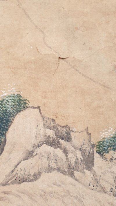 Tapete einer lebendigen chinesischen Landschaft, 19. Jahrhundert