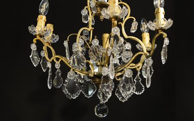 Chandelier with tassels Crystal and gilded bronze 
