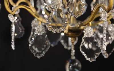 Chandelier with tassels Crystal and gilded bronze 