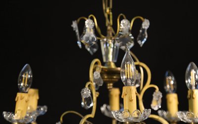 Chandelier with tassels Crystal and gilded bronze 
