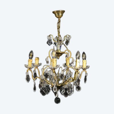 Chandelier with tassels Crystal and gilded bronze 