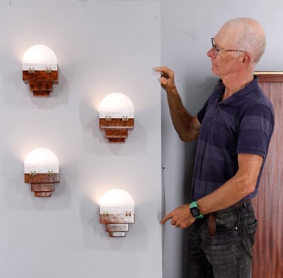 FOUR SMALL ART DECO WALL SCONCES