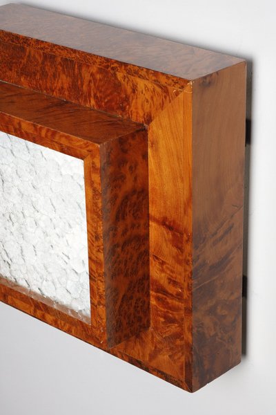 THREE ELM BURR VENEER CEILING OR WALL LIGHTS, ART DECO PERIOD